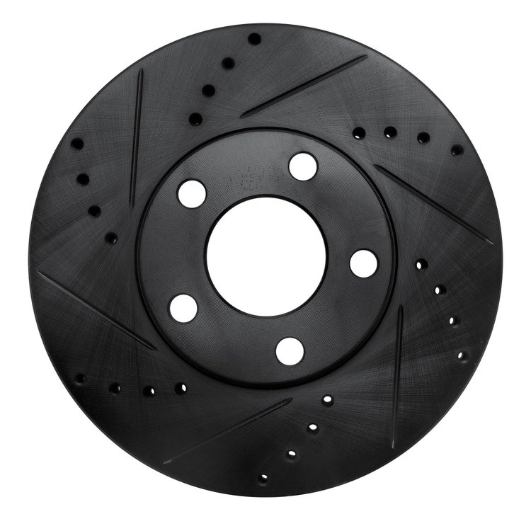 633-74017L Drilled/Slotted Brake Rotor [Black], 1998-1998 Audi/Volkswagen, Position: Front Left