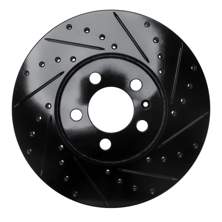633-74020R Drilled/Slotted Brake Rotor [Black], 1998-2018 Audi/Volkswagen, Position: Front Right