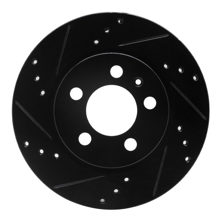 633-74022L Drilled/Slotted Brake Rotor [Black], 2000-2006 Audi/Volkswagen, Position: Rear Left