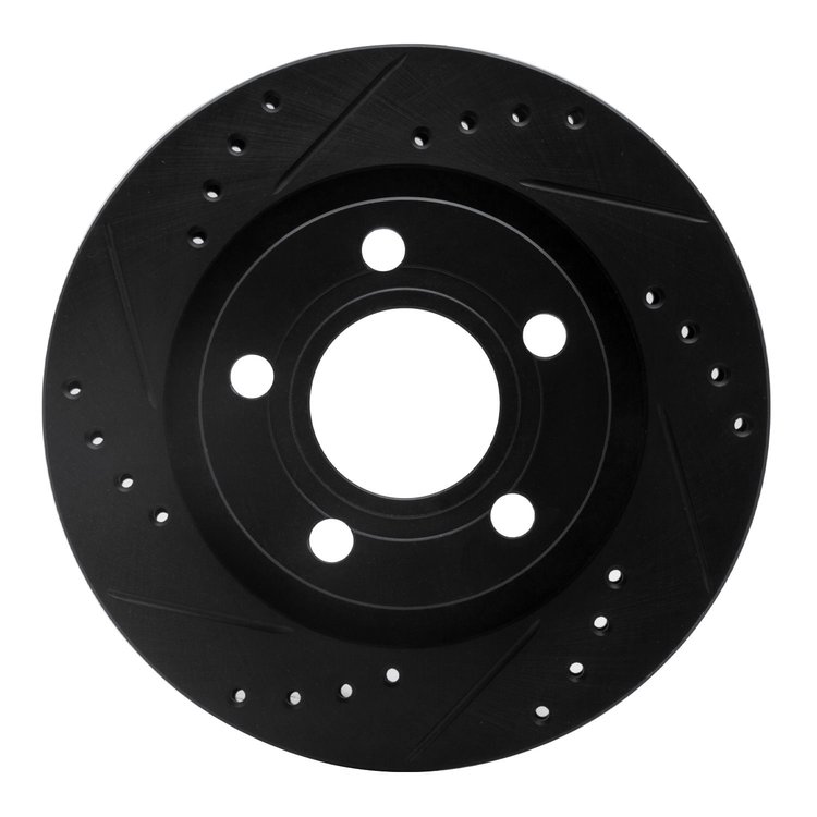 633-74023L Drilled/Slotted Brake Rotor [Black], 1999-2005 Audi/Volkswagen, Position: Rear Left