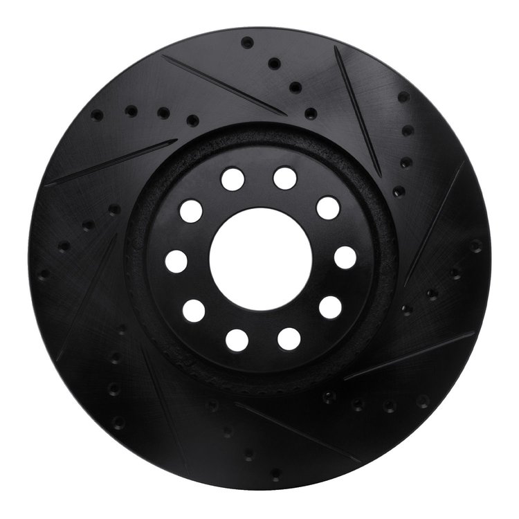 633-74024R Drilled/Slotted Brake Rotor [Black], 2002-2005 Audi/Volkswagen, Position: Front Right