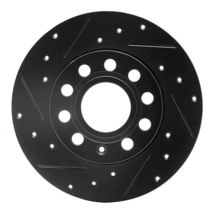 633-74027L Drilled/Slotted Brake Rotor [Black], 2005-2013 Audi/Volkswagen, Position: Rear Left