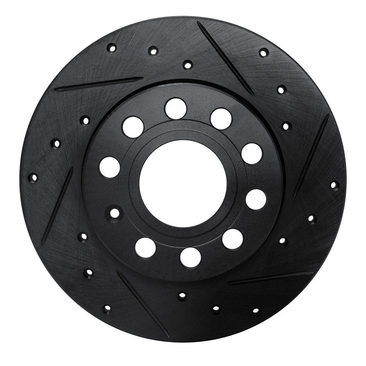 633-74027R Drilled/Slotted Brake Rotor [Black], 2005-2013 Audi/Volkswagen, Position: Rear Right