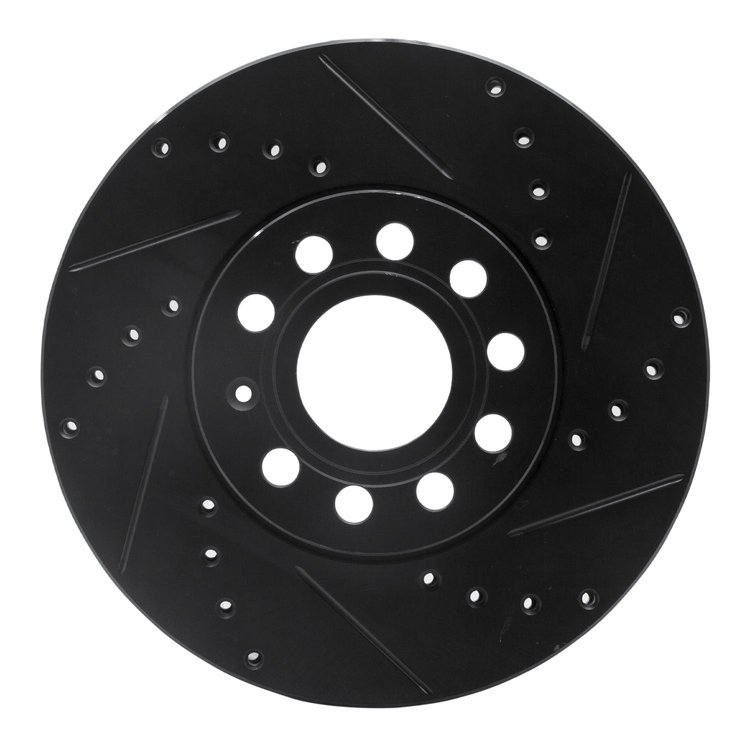 633-74028R Drilled/Slotted Brake Rotor [Black], Fits Select Audi/Volkswagen, Position: Front Right