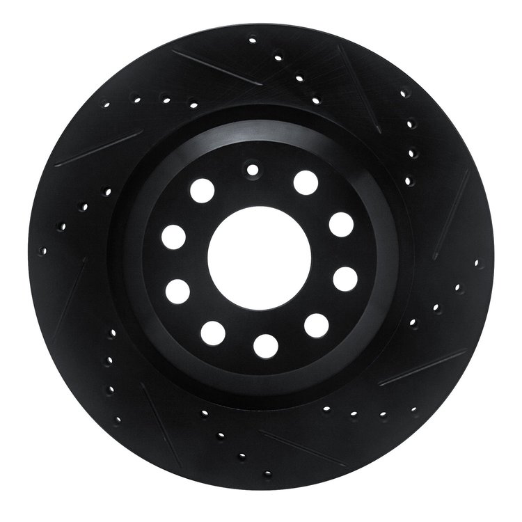 633-74030R Drilled/Slotted Brake Rotor [Black], Fits Select Audi/Volkswagen, Position: Rear Right