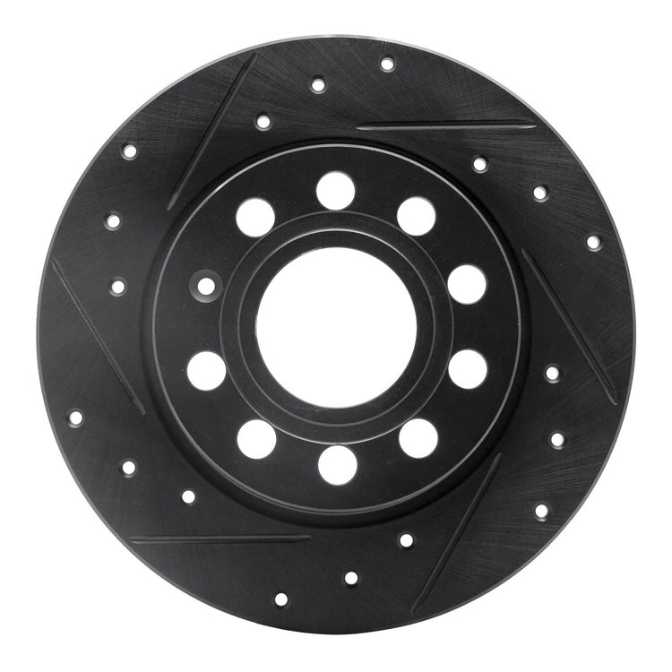 633-74033L Drilled/Slotted Brake Rotor [Black], 2010-2019 Audi/Volkswagen, Position: Rear Left