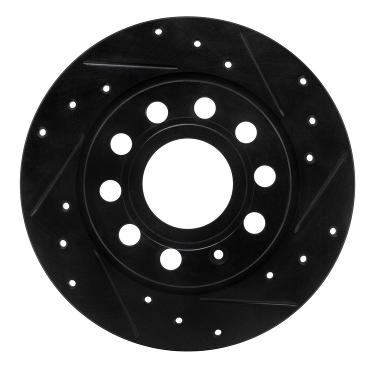 633-74033R Drilled/Slotted Brake Rotor [Black], 2010-2019 Audi/Volkswagen, Position: Rear Right