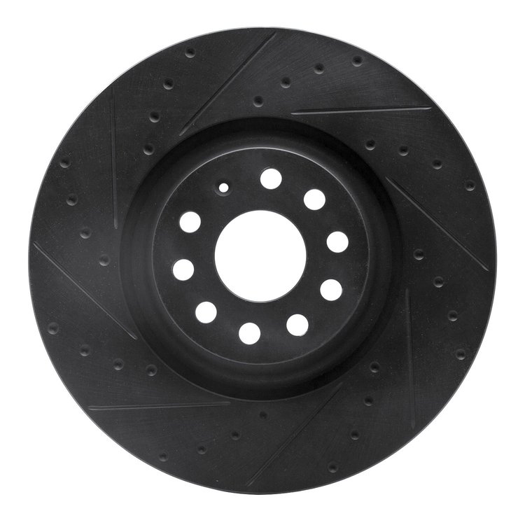 633-74034L Drilled/Slotted Brake Rotor [Black], Fits Select Multiple Makes/Models, Position: Front Left