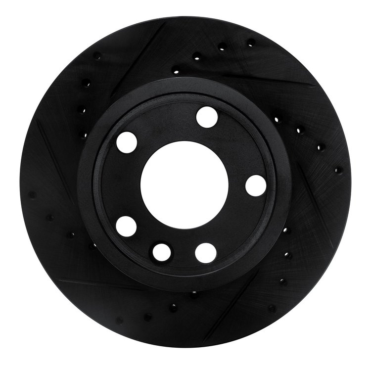 633-74040L Drilled/Slotted Brake Rotor [Black], 1992-1995 Audi/Volkswagen, Position: Front Left