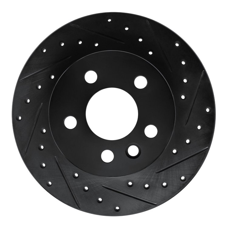 633-74041R Drilled/Slotted Brake Rotor [Black], 1992-1995 Audi/Volkswagen, Position: Front Right