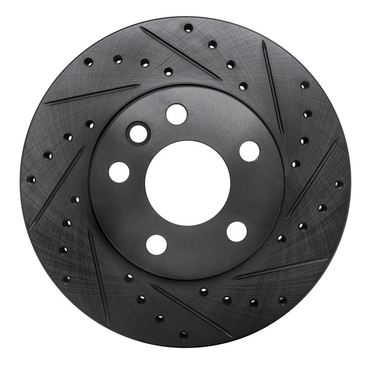 633-74043R Drilled/Slotted Brake Rotor [Black], 1996-2000 Audi/Volkswagen, Position: Front Right