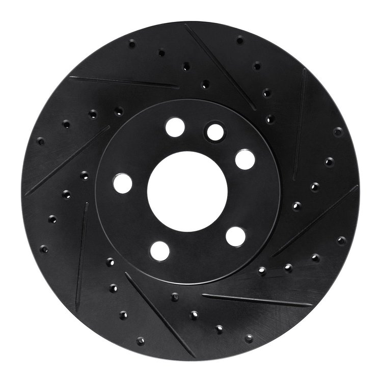 633-74046R Drilled/Slotted Brake Rotor [Black], 2001-2003 Audi/Volkswagen, Position: Front Right