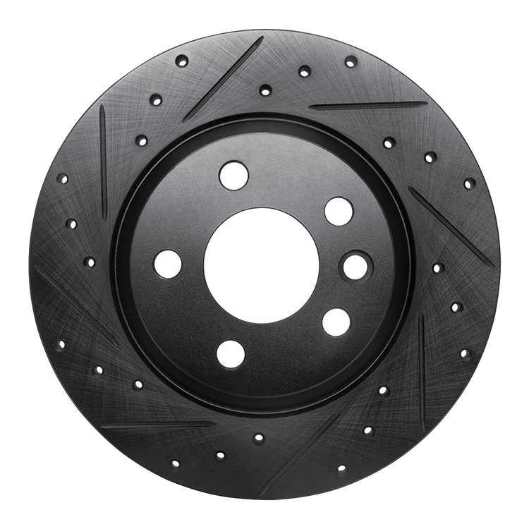 633-74047L Drilled/Slotted Brake Rotor [Black], 2001-2003 Audi/Volkswagen, Position: Rear Left