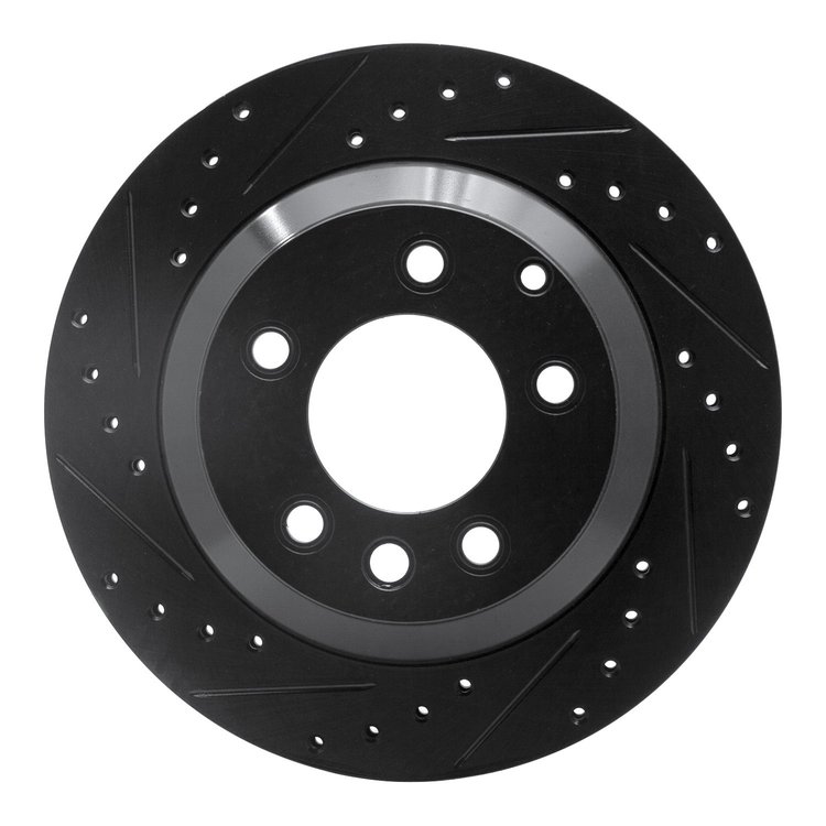 633-74048L Drilled/Slotted Brake Rotor [Black], 2003-2018 Multiple Makes/Models, Position: Rear Left