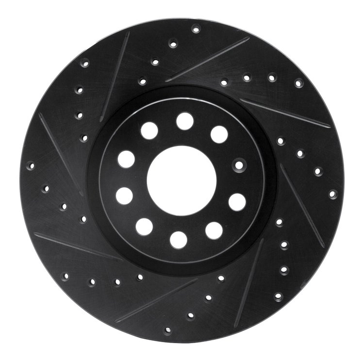 633-74053L Drilled/Slotted Brake Rotor [Black], Fits Select Multiple Makes/Models, Position: Front Left