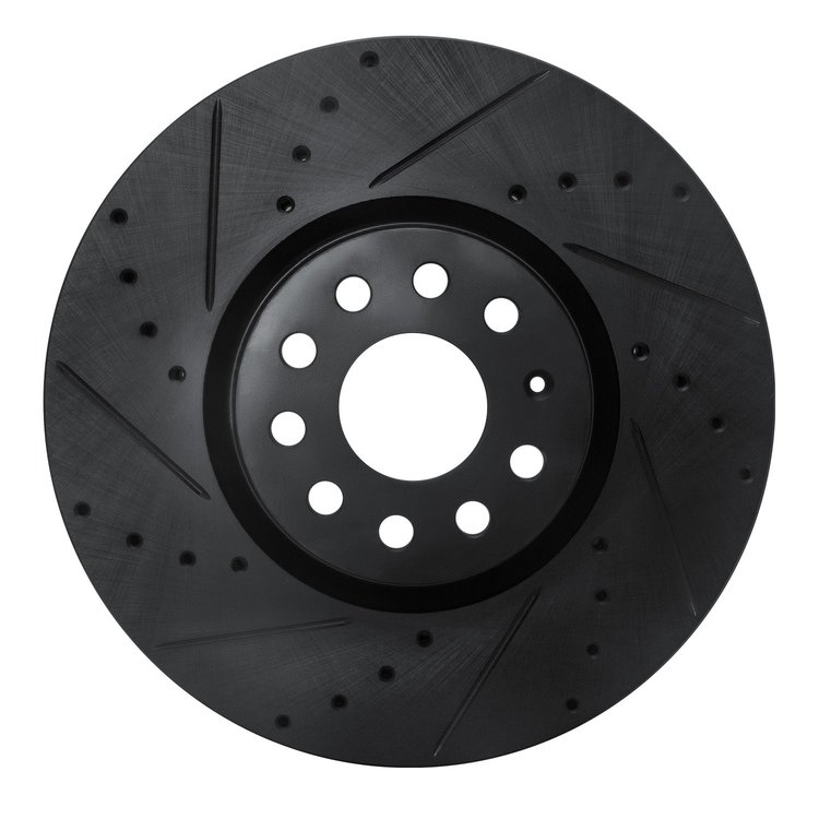 633-74058L Drilled/Slotted Brake Rotor [Black], Fits Select Audi/Volkswagen, Position: Front Left