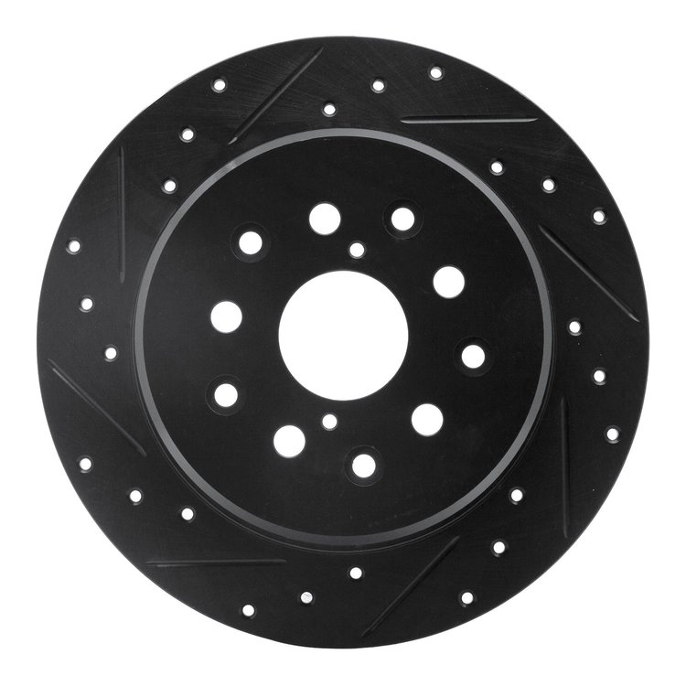 633-75007L Drilled/Slotted Brake Rotor [Black], 1998-2010 Lexus/Toyota/Scion, Position: Rear Left