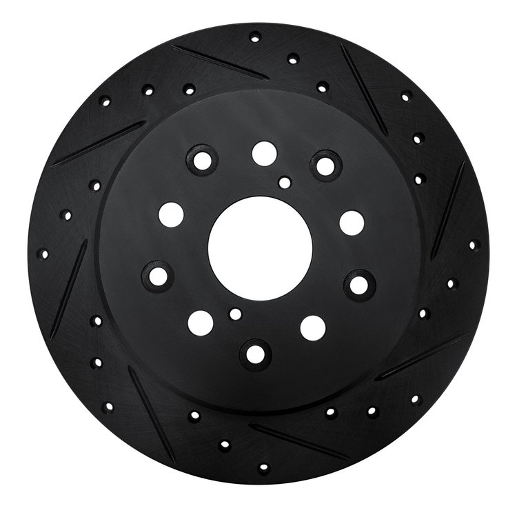 633-75007R Drilled/Slotted Brake Rotor [Black], 1998-2010 Lexus/Toyota/Scion, Position: Rear Right