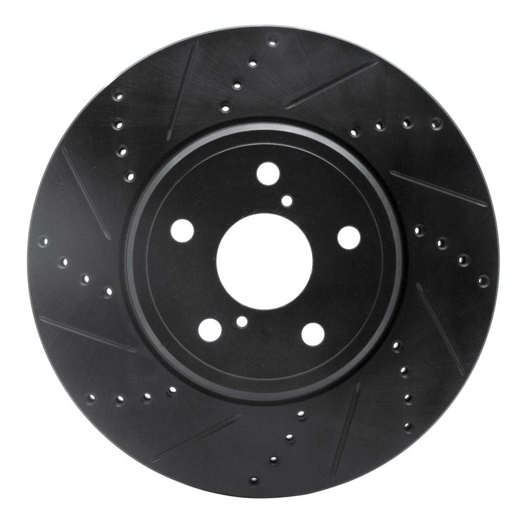 633-75009L Drilled/Slotted Brake Rotor [Black], 2001-2006 Lexus/Toyota/Scion, Position: Front Left