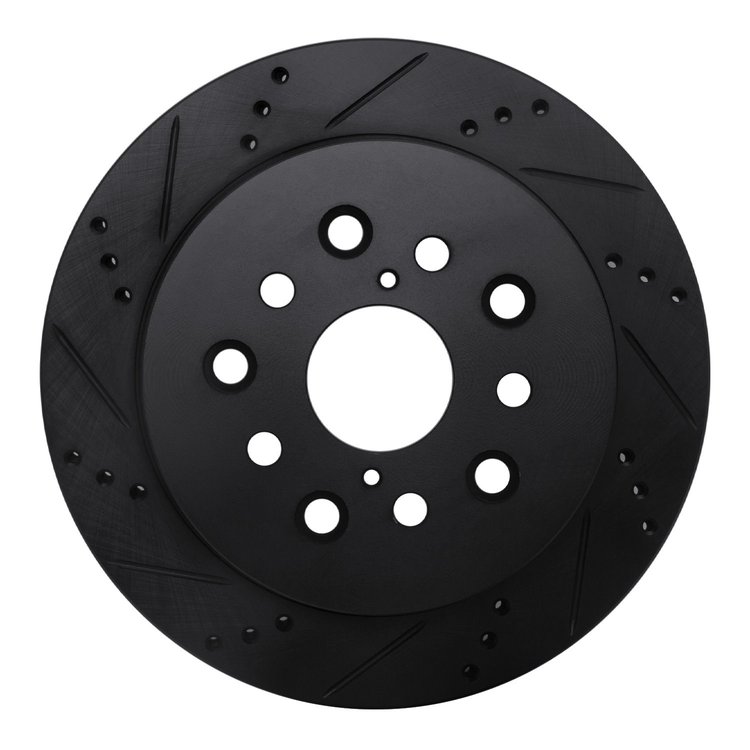 633-75010L Drilled/Slotted Brake Rotor [Black], 2001-2006 Lexus/Toyota/Scion, Position: Rear Left