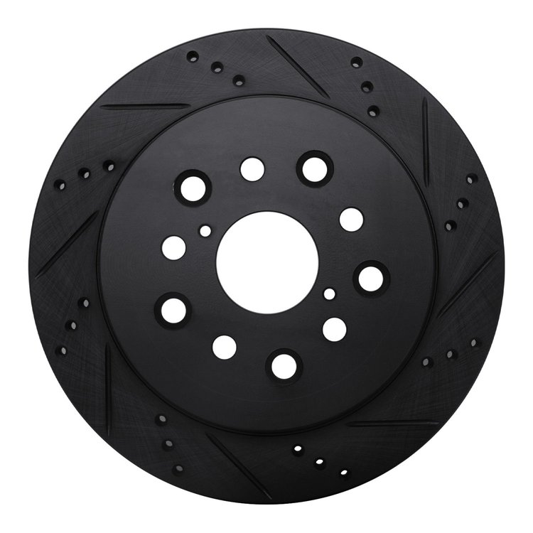 633-75010R Drilled/Slotted Brake Rotor [Black], 2001-2006 Lexus/Toyota/Scion, Position: Rear Right