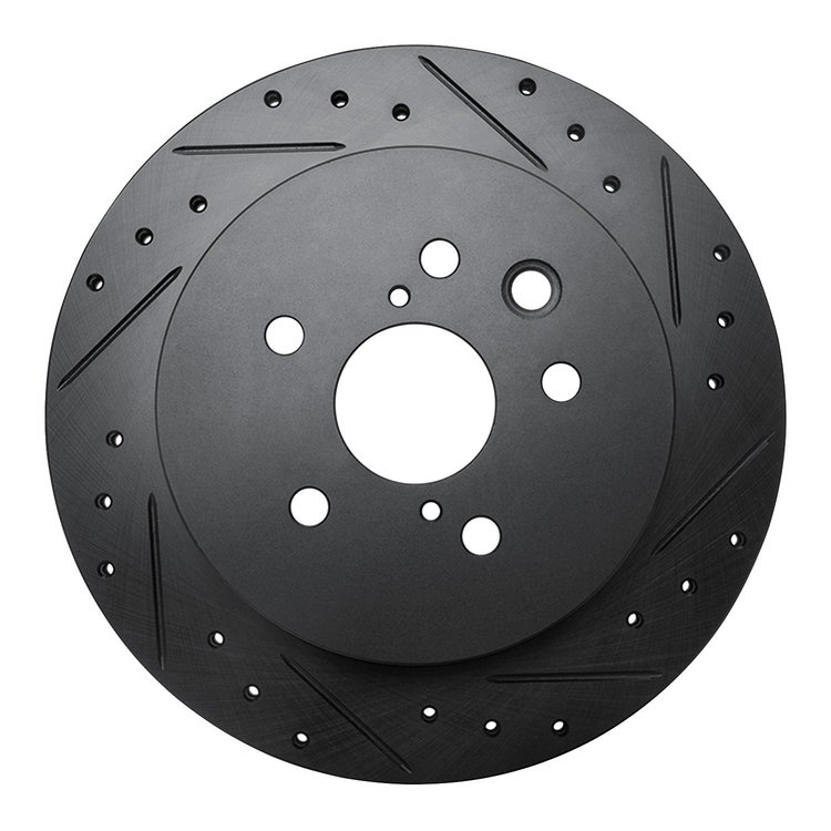 633-75015R Drilled/Slotted Brake Rotor [Black], 2006-2015 Lexus/Toyota/Scion, Position: Rear Right