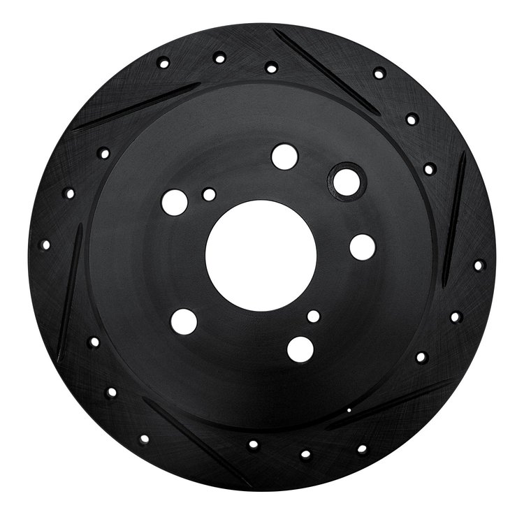 633-75016R Drilled/Slotted Brake Rotor [Black], 2006-2015 Lexus/Toyota/Scion, Position: Rear Right