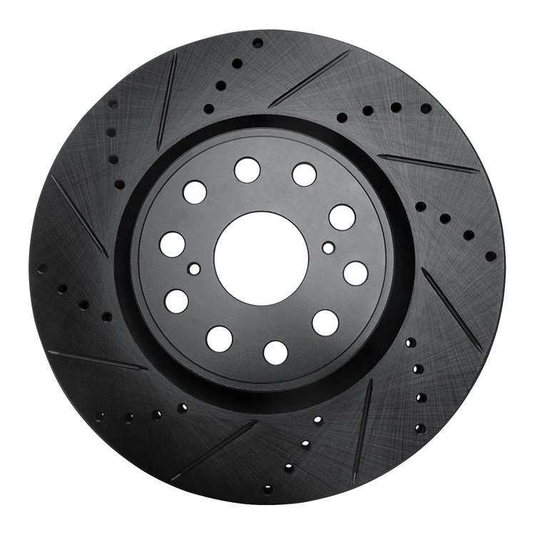 633-75017L Drilled/Slotted Brake Rotor [Black], Fits Select Lexus/Toyota/Scion, Position: Front Left