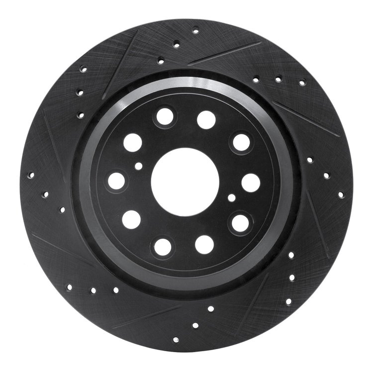 633-75018L Drilled/Slotted Brake Rotor [Black], 2007-2017 Lexus/Toyota/Scion, Position: Rear Left