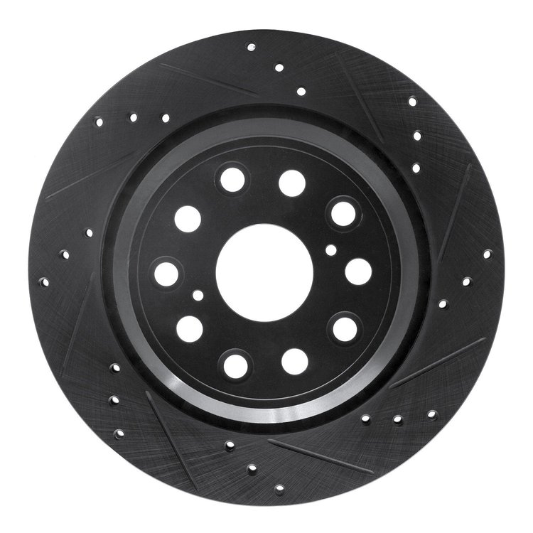 633-75018R Drilled/Slotted Brake Rotor [Black], 2007-2017 Lexus/Toyota/Scion, Position: Rear Right