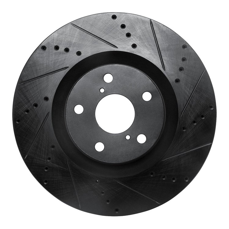 633-75028D Drilled/Slotted Brake Rotor [Black], 2009-2011 Lexus/Toyota/Scion, Position: Right Front