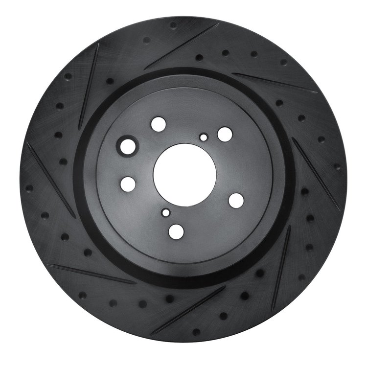 633-75040D Drilled/Slotted Brake Rotor [Black], Fits Select Lexus/Toyota/Scion, Position: Rear Left