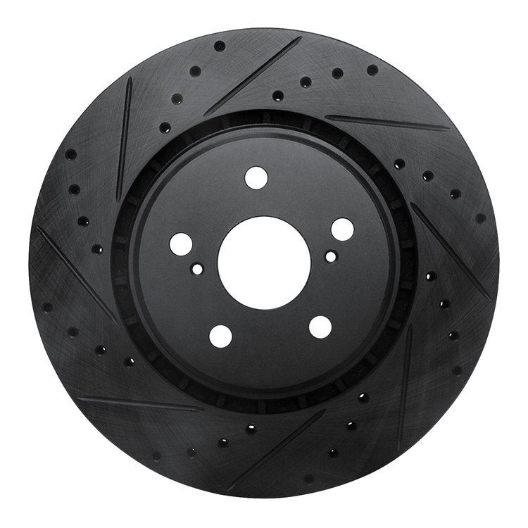 633-75043L Drilled/Slotted Brake Rotor [Black], Fits Select Lexus/Toyota/Scion, Position: Front Left
