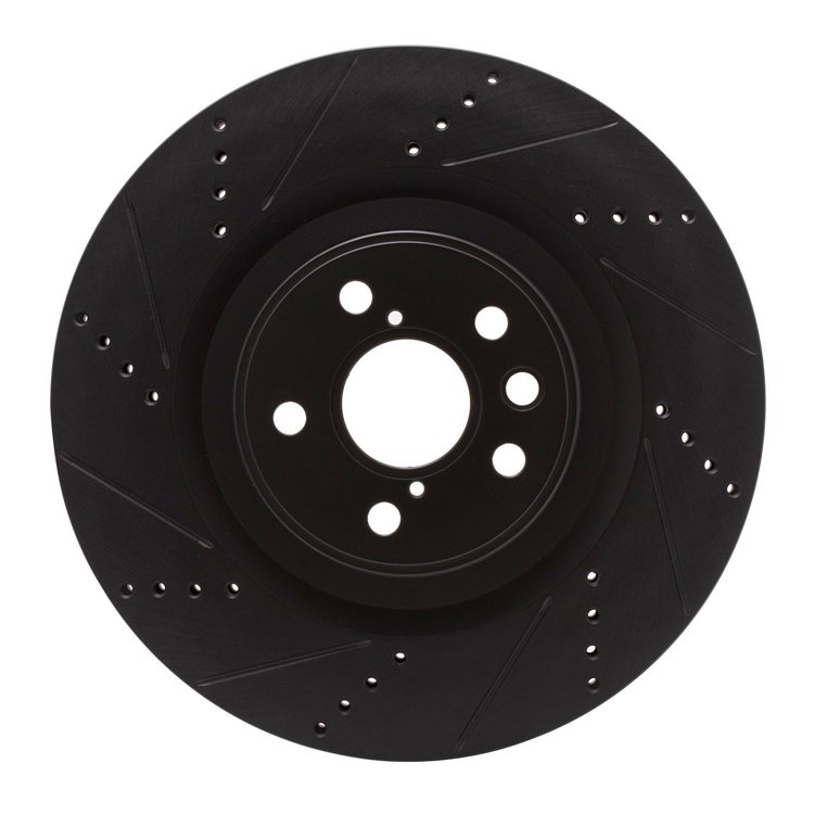 633-75058D Drilled/Slotted Brake Rotor [Black], Fits Select Lexus/Toyota/Scion, Position: Left Front
