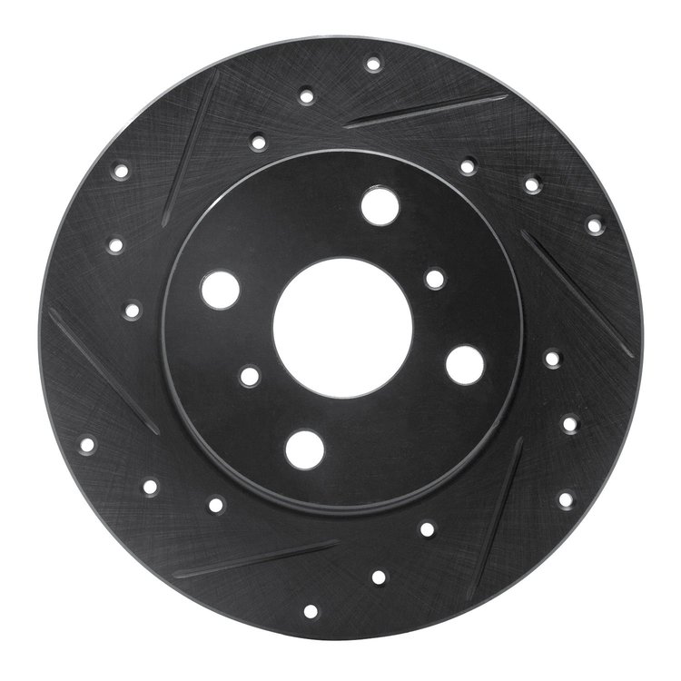 633-76017L Drilled/Slotted Brake Rotor [Black], 1983-1990 Lexus/Toyota/Scion, Position: Front Left