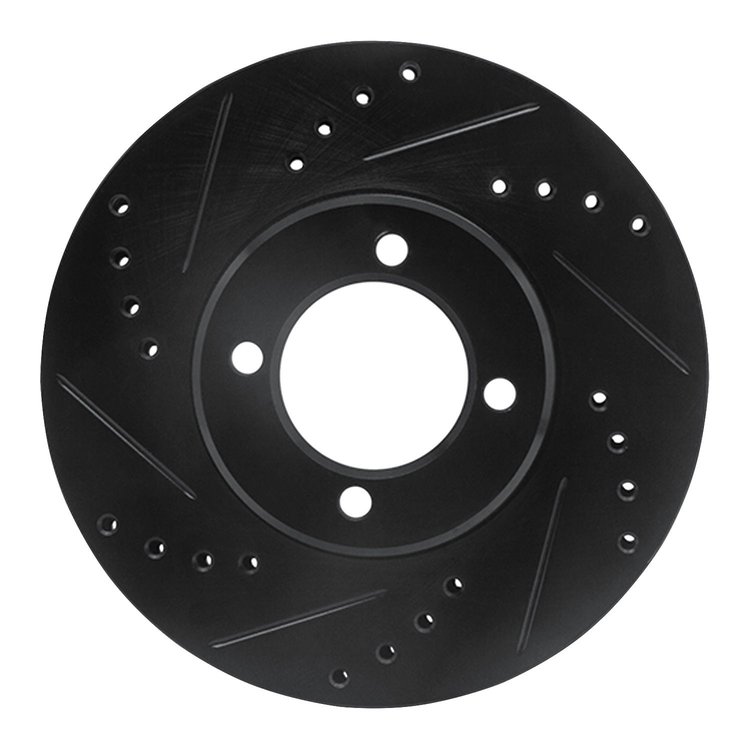 633-76020L Drilled/Slotted Brake Rotor [Black], 1984-1987 Lexus/Toyota/Scion, Position: Front Left