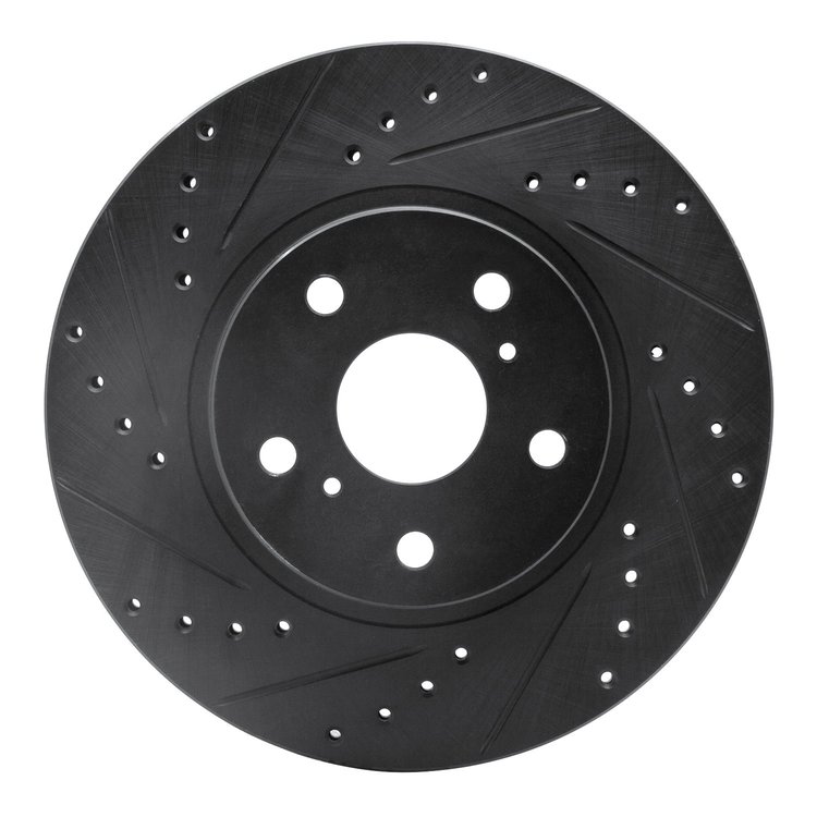 633-76028L Drilled/Slotted Brake Rotor [Black], 1986-1992 Lexus/Toyota/Scion, Position: Front Left