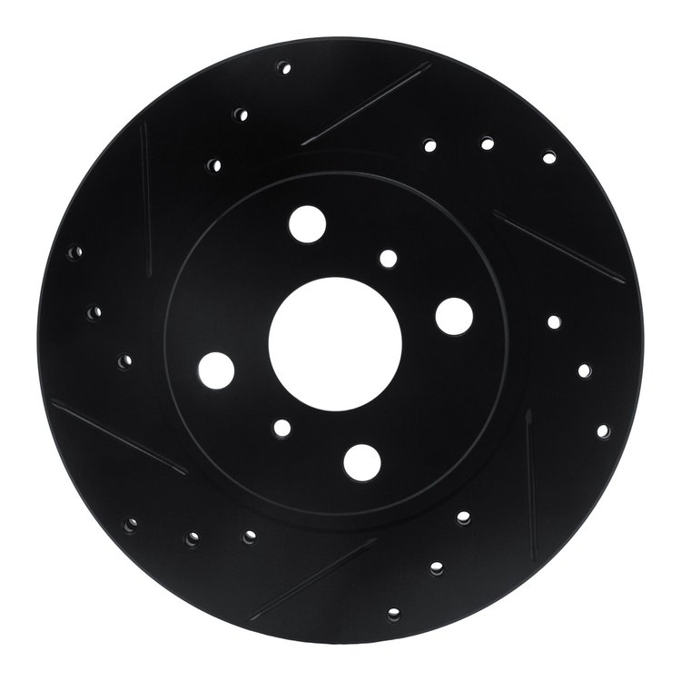 633-76032L Drilled/Slotted Brake Rotor [Black], 1987-1992 Multiple Makes/Models, Position: Front Left