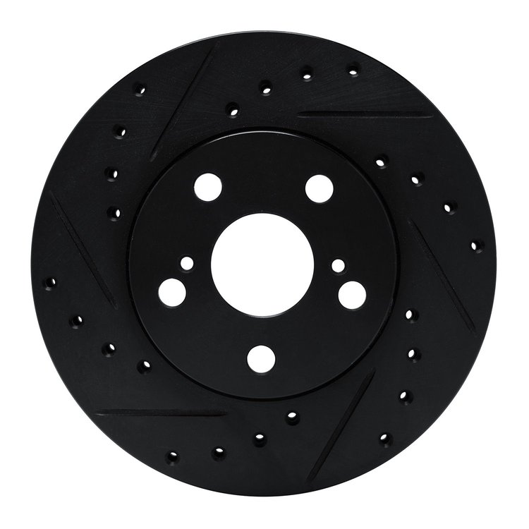 633-76033L Drilled/Slotted Brake Rotor [Black], 1987-1987 Lexus/Toyota/Scion, Position: Front Left