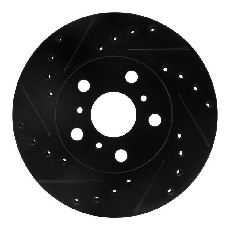 633-76036L Drilled/Slotted Brake Rotor [Black], 1987-1991 Lexus/Toyota/Scion, Position: Front Left