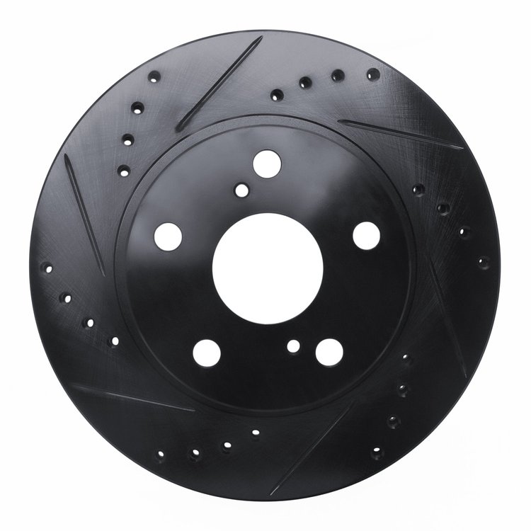 633-76040L Drilled/Slotted Brake Rotor [Black], 1989-1992 Lexus/Toyota/Scion, Position: Front Left