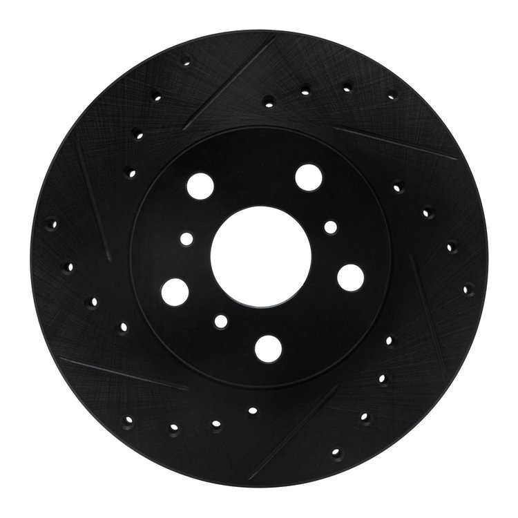 633-76041L Drilled/Slotted Brake Rotor [Black], 1988-1993 Lexus/Toyota/Scion, Position: Front Left