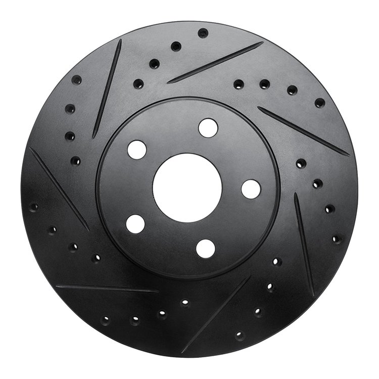 633-76042L Drilled/Slotted Brake Rotor [Black], 1987-1991 Lexus/Toyota/Scion, Position: Front Left
