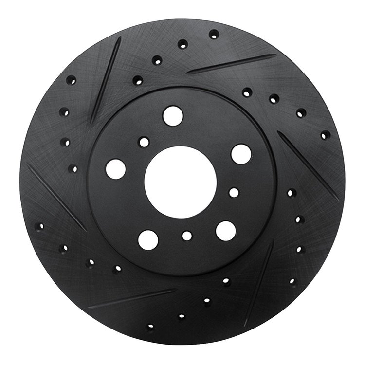 633-76044L Drilled/Slotted Brake Rotor [Black], 1990-1991 Lexus/Toyota/Scion, Position: Front Left