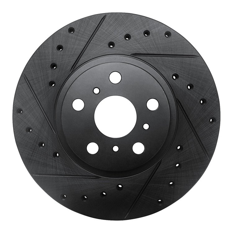 633-76045L Drilled/Slotted Brake Rotor [Black], 1990-1993 Lexus/Toyota/Scion, Position: Front Left