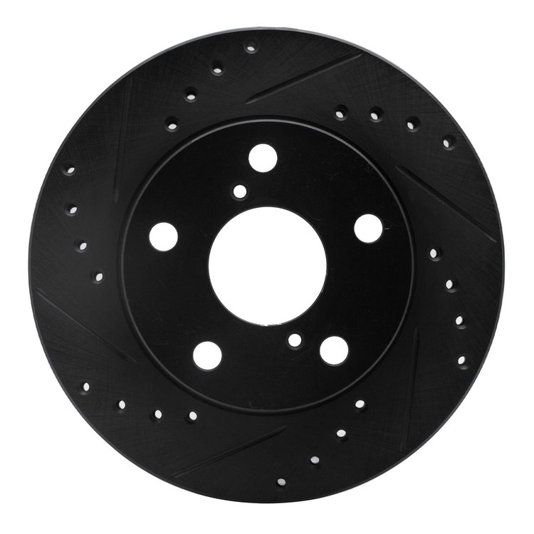 633-76047L Drilled/Slotted Brake Rotor [Black], 1991-1995 Lexus/Toyota/Scion, Position: Front Left