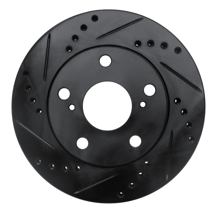 633-76051L Drilled/Slotted Brake Rotor [Black], 1992-2001 Lexus/Toyota/Scion, Position: Front Left