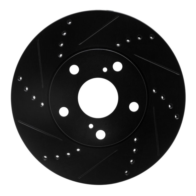 633-76052L Drilled/Slotted Brake Rotor [Black], 1992-2006 Lexus/Toyota/Scion, Position: Front Left