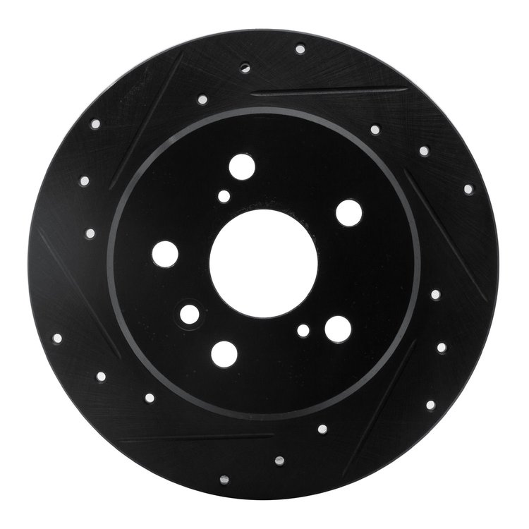 633-76053L Drilled/Slotted Brake Rotor [Black], 1992-2003 Lexus/Toyota/Scion, Position: Rear Left