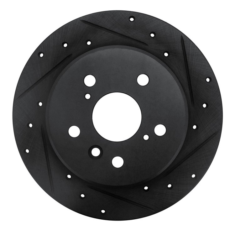 633-76053R Drilled/Slotted Brake Rotor [Black], 1992-2003 Lexus/Toyota/Scion, Position: Rear Right